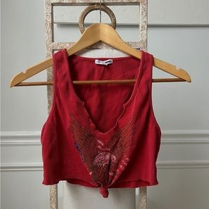 Red American Eagle Graphic Crop Top size M